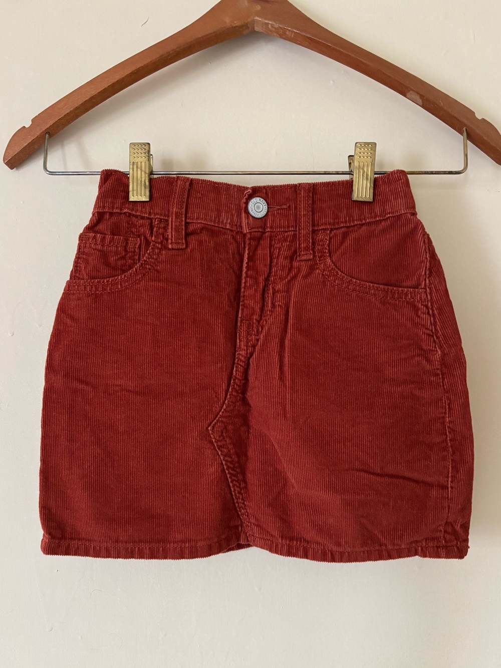 Old Navy Brick Red Corduroy Skort-Style Mini Shorts
